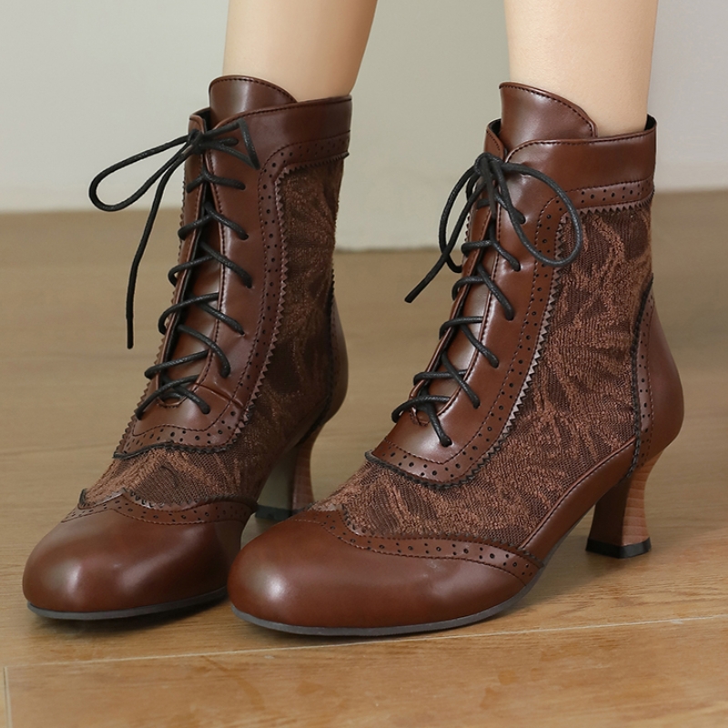 Women'S Shoes Big Feet - ขนาดใหญ่VINTAGEสั้นหญิงLACE-upข้อเท้ารองเท้าบูทสําหรับรองเท้าส้นสูงสีดําสีแดงสีเขียวสีขาวUnisexรองเท้าฤดูใบไม้ร่วงฤดูใบไม้ผลิ 2025 45