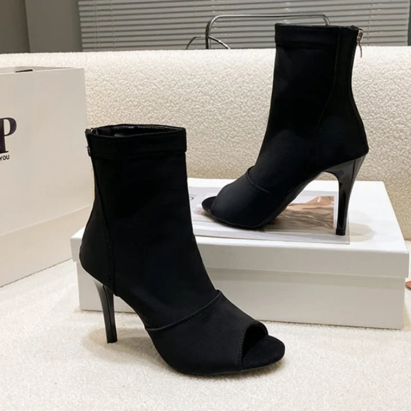 Sock Boot Women - 2025 ผู้หญิงบอลรูม Latin Dance รองเท้าสีดําด้านล่างนุ่ม Bachata