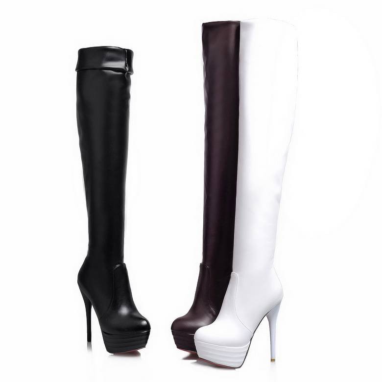 Women'S Shoes Big Feet - SIMLOVEYO เข่ารองเท้าบูทแพลตฟอร์มรองเท้าส้นสูงรองเท้าแฟชั่นหญิง mujer ขนาดใหญ่ 31-46 ฤดูใบไม้ร่วงขายร้อนผู้หญิงรองเท้าสบายๆรองเท้า