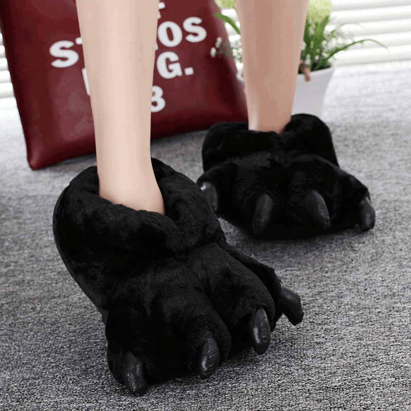 Women Shoes Black - ขนาด 35-43 สีดําสัตว์ PAW รองเท้าผู้หญิงฤดูหนาวรองเท้าแตะ Unisex