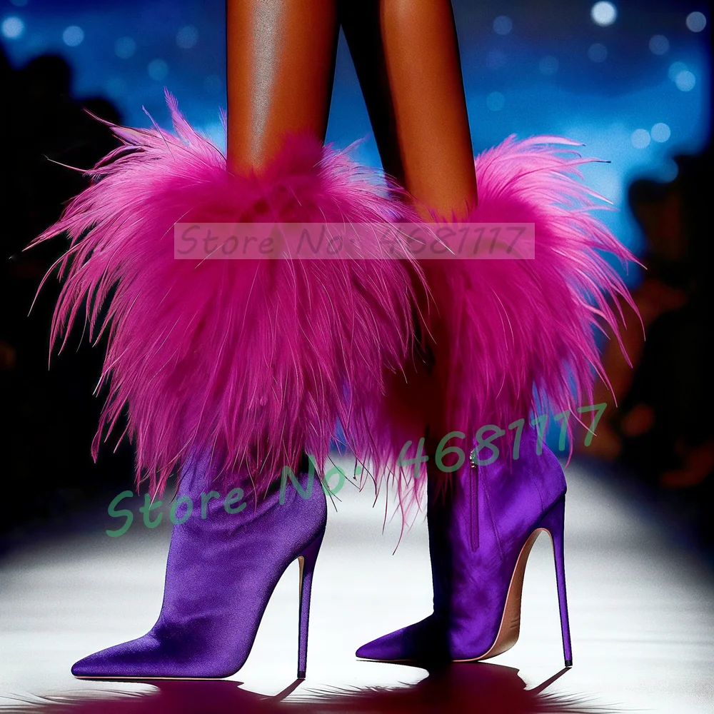 Women'S Shoes Big Feet - รองเท้าบูทกำมะหยี่ขนฟู ยืดได้ ทรงกลาง ผู้หญิง เซ็กซี่ ทันสมัย