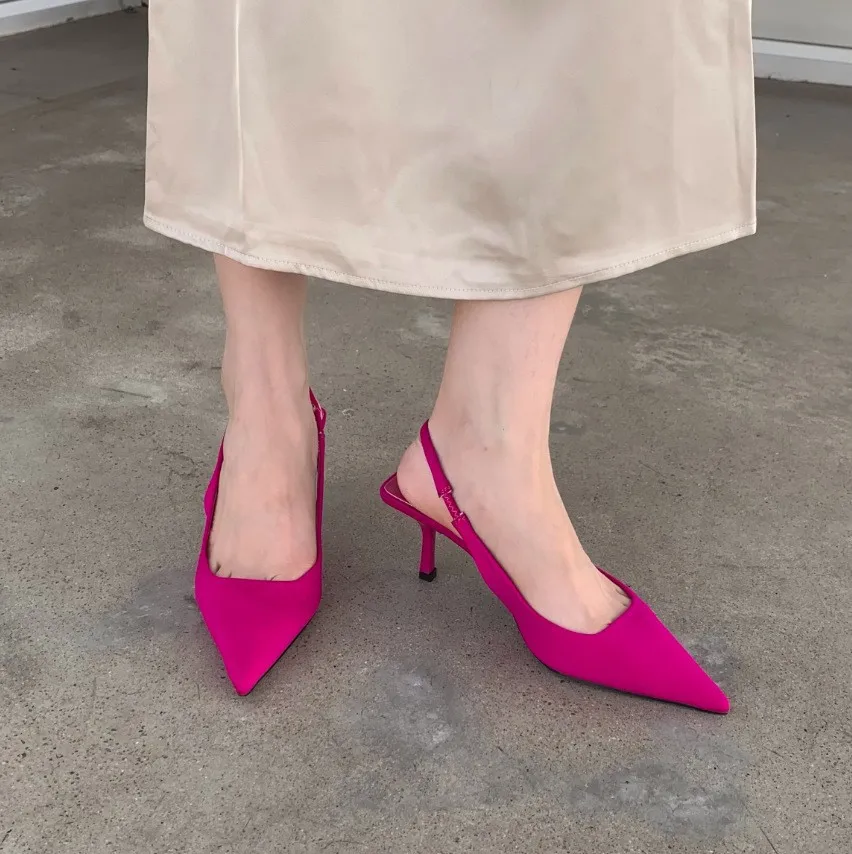Women'S Shoes Clogs - รองเท้าส้นสูงหัวแหลมแบบเปิดส้น สไตล์แฟชั่นสีเขียวสำหรับผู้หญิง คอลเลคชั่นใหม่ ฤดูใบไม้ผลิ 2025