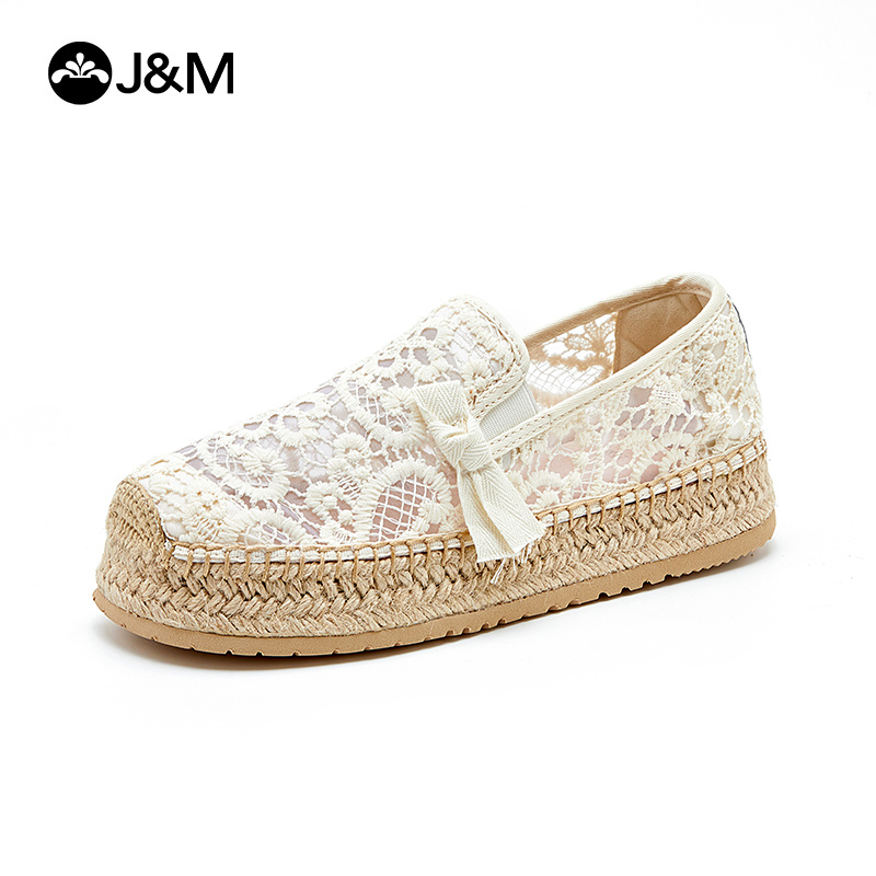 Women'S Shoes Loafers Black - Joy & Mario แพลตฟอร์มรองเท้าไม่มีส้นผู้หญิงรองเท้าชาวประมงรองเท้าฤดูร้อนลูกไม้ตาข่ายระบายอากาศ espadrilles รองเท้าลำลองแบบสวมรองเท้าผ้าใบสีดำ