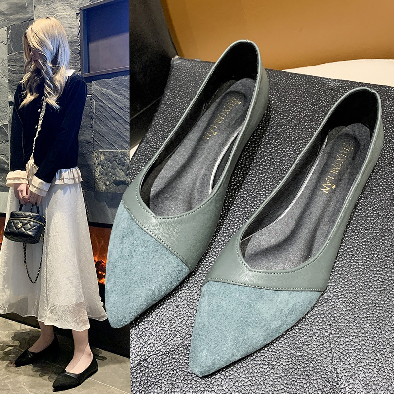 Women Shoes Black - รองเท้าหนังสีดำแบบเรียบสำหรับผู้หญิง รองเท้าทำงานแบบสวม ส้นเตี้ย ใส่ได้หลายโอกาส สำหรับฤดูใบไม้ร่วง