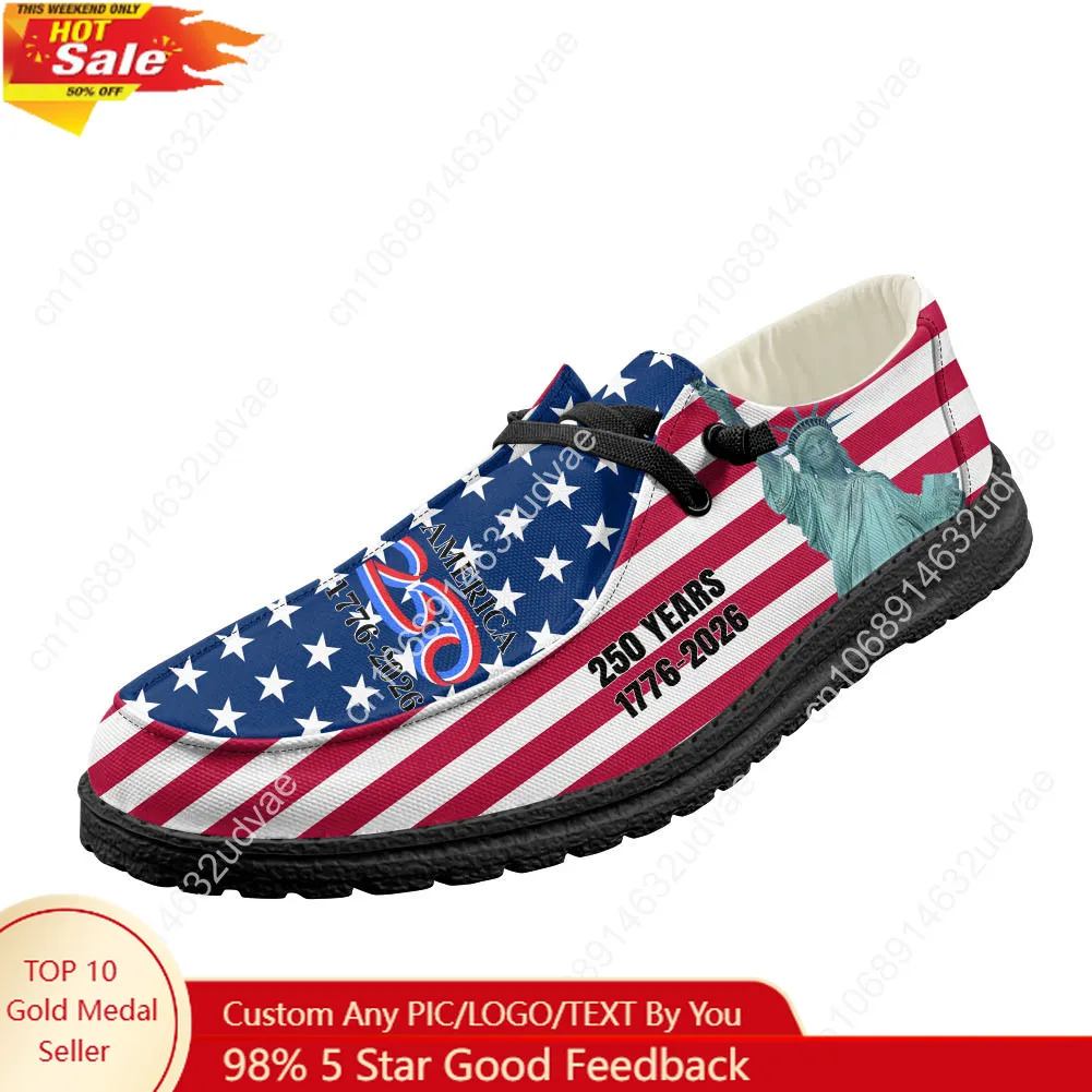 Women'S Shoes Loafers Black - อเมริกาครบรอบ 250 ปี 1776-2026 รองเท้าโลฟเฟอร์ผู้ชายผู้หญิงรองเท้าลำลองทนทานน้ำหนักเบารองเท้าแบนรองเท้ากลางแจ้งรองเท้าสั่งทำสีดำ