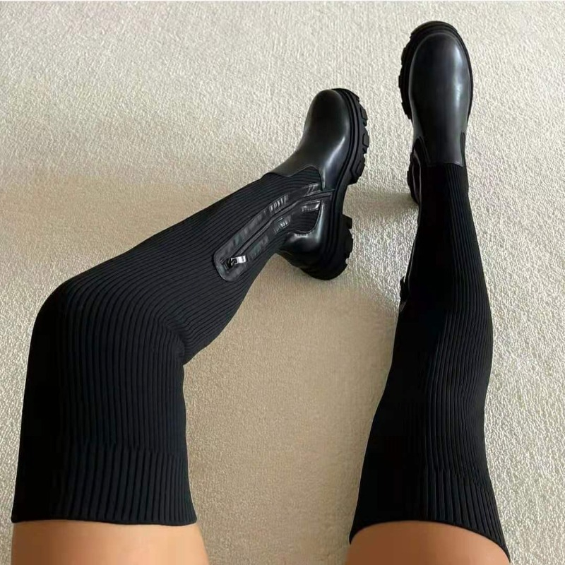 Sock Boot Women - 2025ฤดูหนาวรองเท้าผู้หญิงถุงเท้ารองเท้าแฟชั่นกว่าเข่าต้นขาสูงรองเท้าสําหรับสตรีPlusขนาดแพลตฟอร์มรองเท้าเซ็กซี่Zapatos Mujer