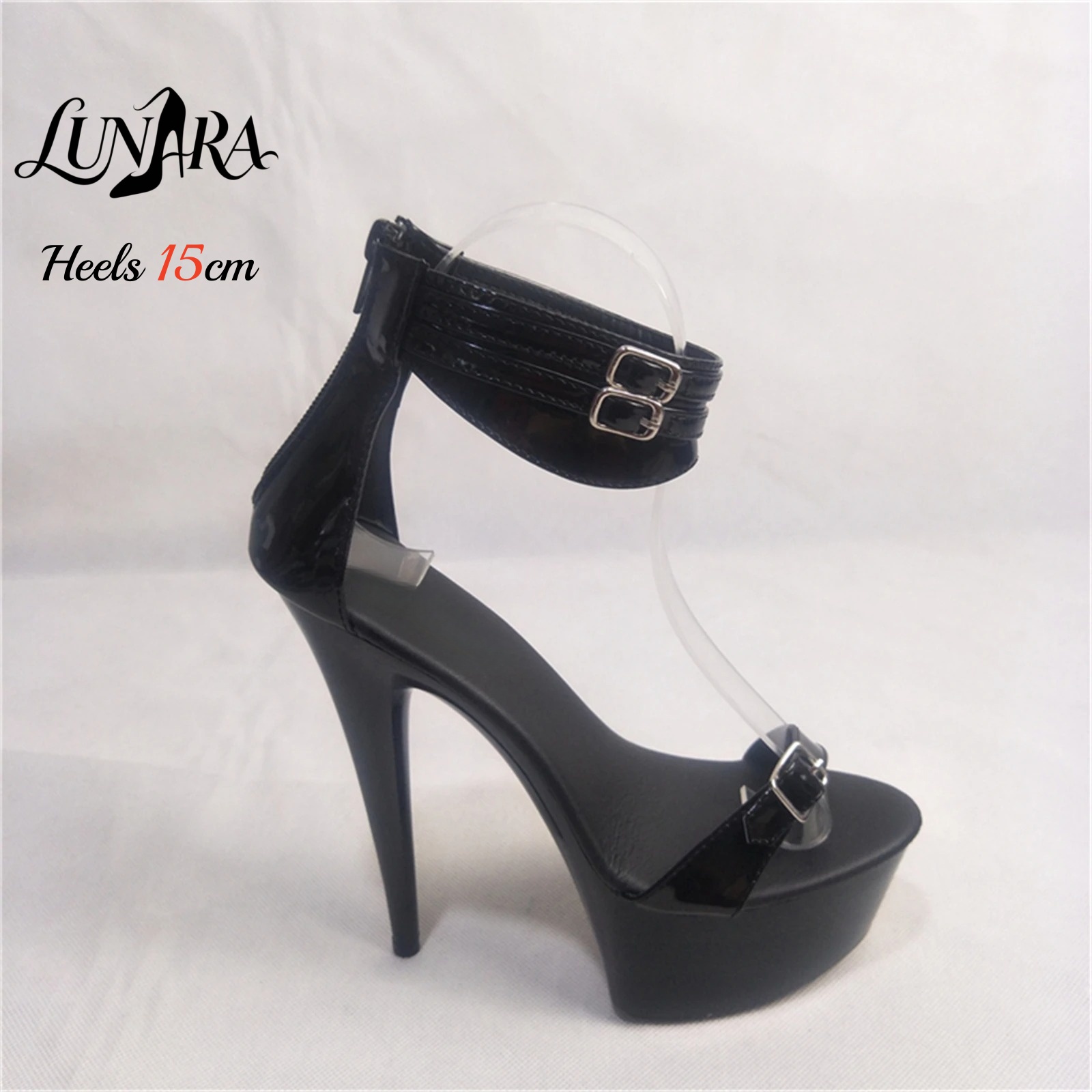 รองเท้าส้นสูง 15 ซม. สีดำ หนัง - Women Shoes Black บทวิจารณ์และราคา