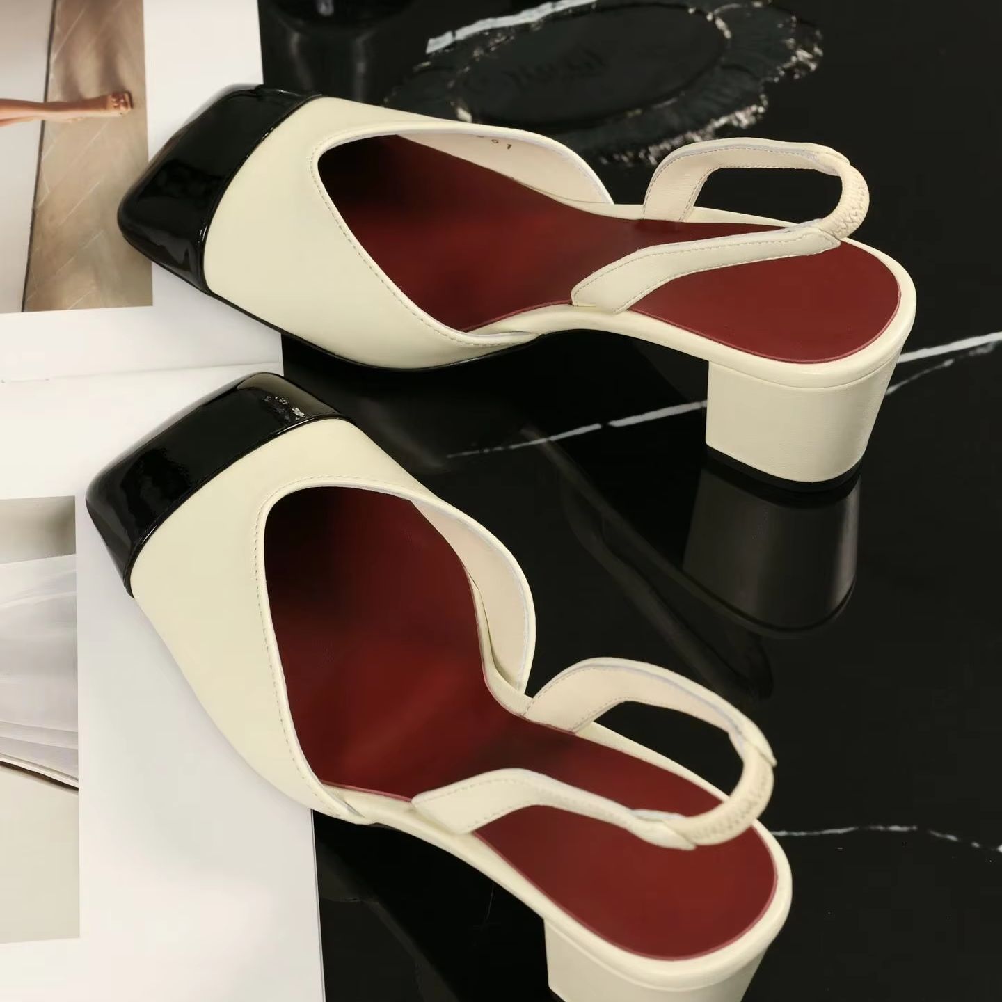 รองเท้าส้นสูงแบบสลิงแบ็คสำหรับ - Women Shoes Black บทวิจารณ์และราคา