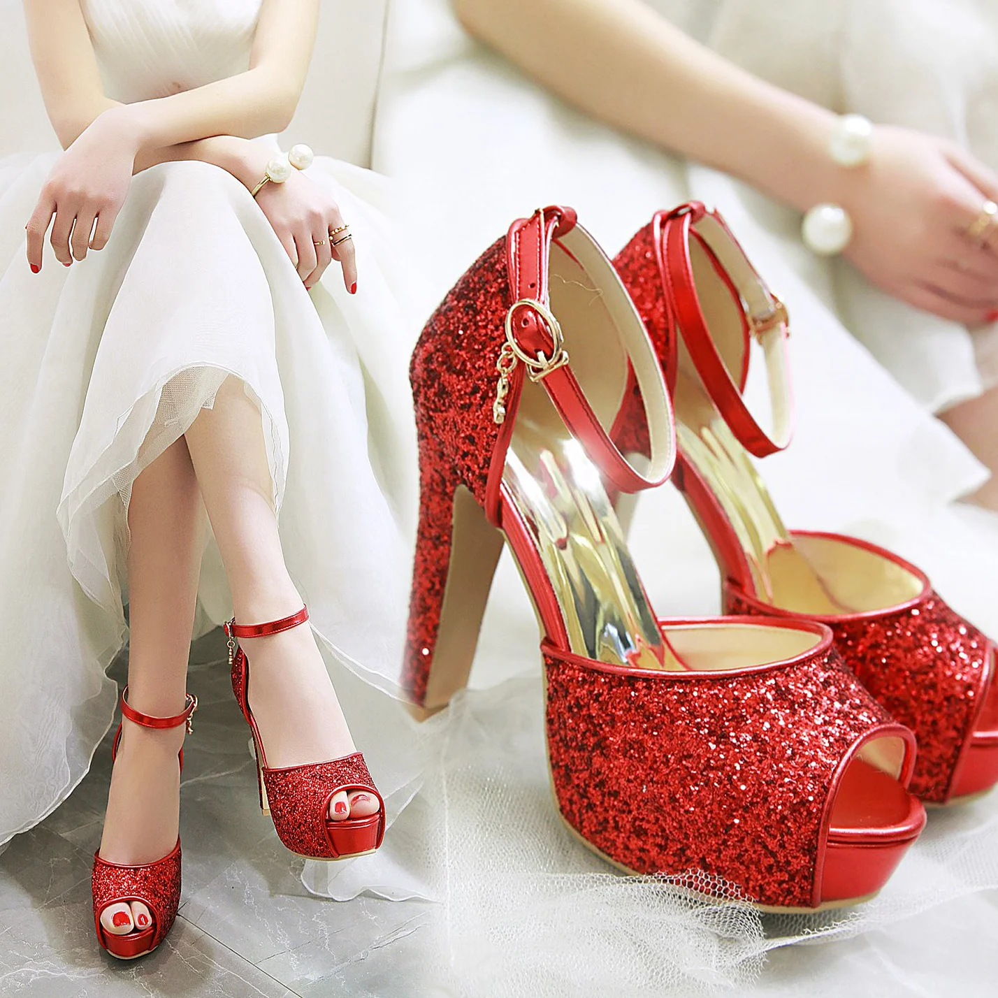 เงินฤดูร้อนผู้หญิงรองเท้าส้นสู - Women Shoes Black บทวิจารณ์และราคา