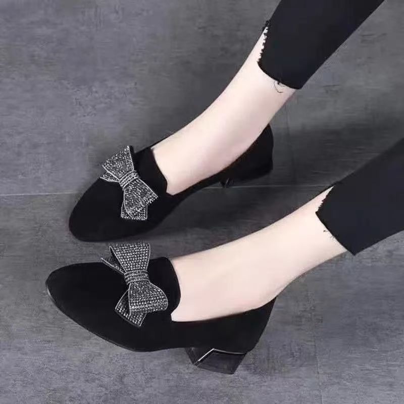 รองเท้าส้นเตี้ยแบบผูกโบว์แฟชั่ - Women Shoes Black บทวิจารณ์และราคา