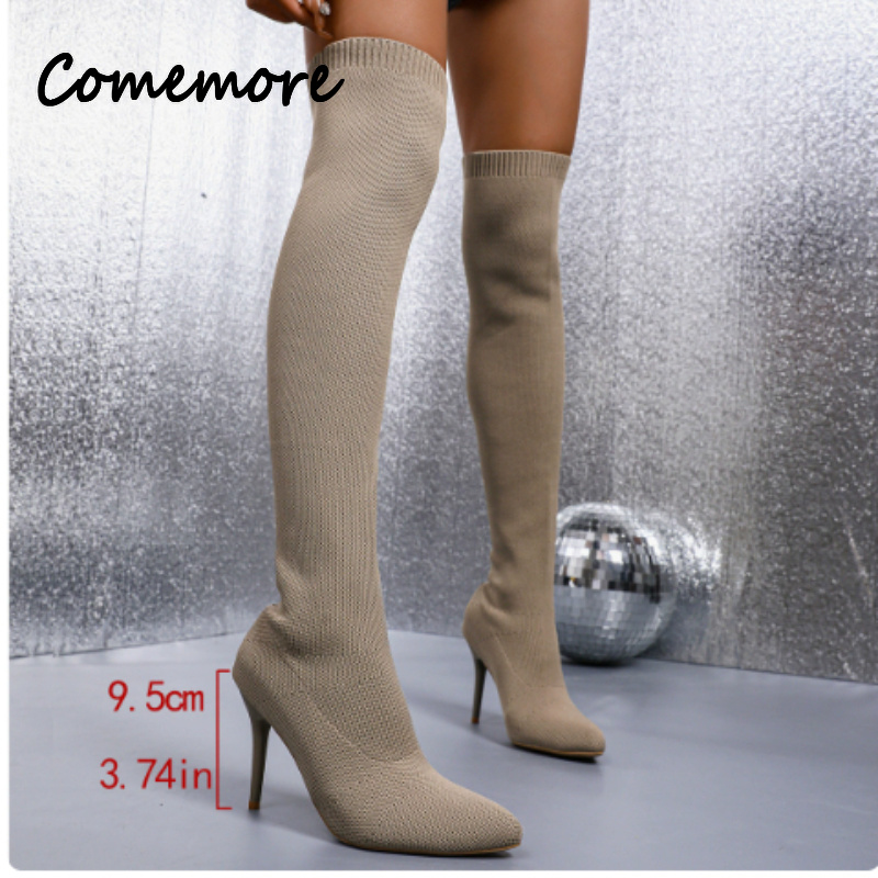 รองเท้าบูทถักนิตติ้งแบบยาวถึงเ - Sock Boot Women บทวิจารณ์และราคา