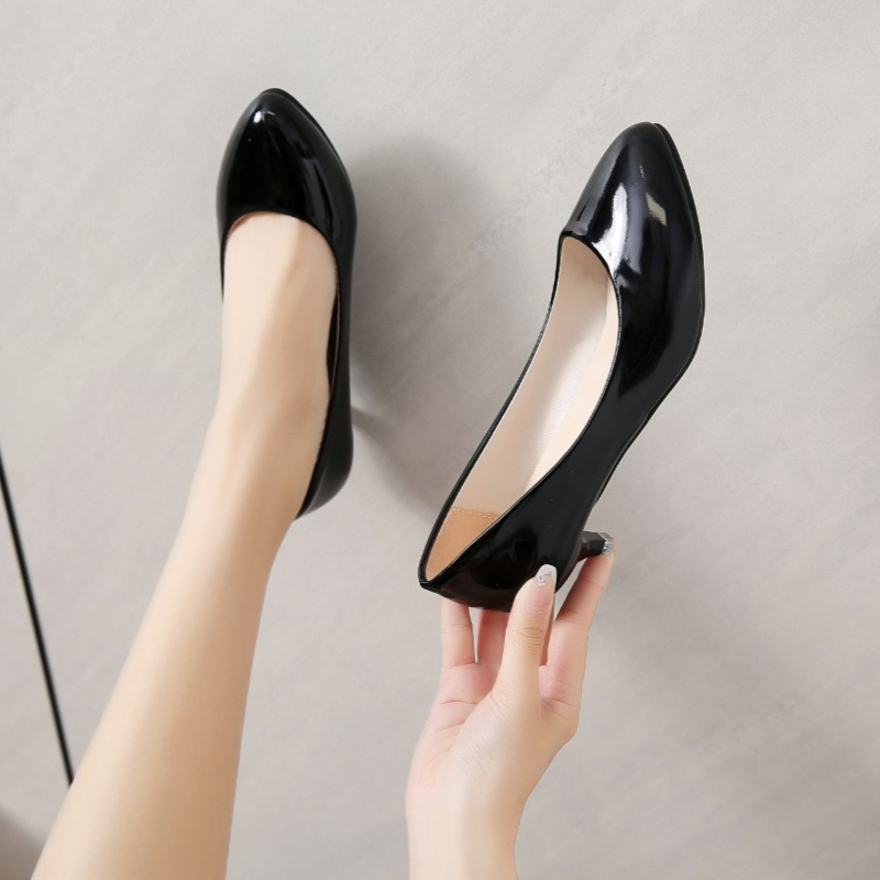 รองเท้าส้นกลางสำหรับผู้หญิง ขน - Women Shoes Black บทวิจารณ์และราคา