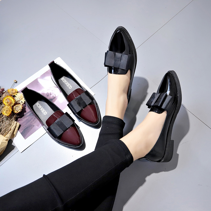 รองเท้าส้นเตี้ยหนังแก้วสีดำ/สี - Women Shoes Black บทวิจารณ์และราคา