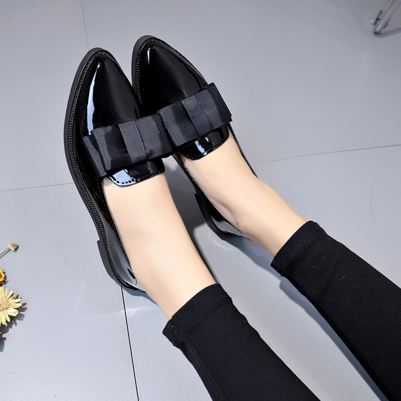 รองเท้าส้นเตี้ยหนังแก้วสีดำ/สี - Women Shoes Black บทวิจารณ์และราคา