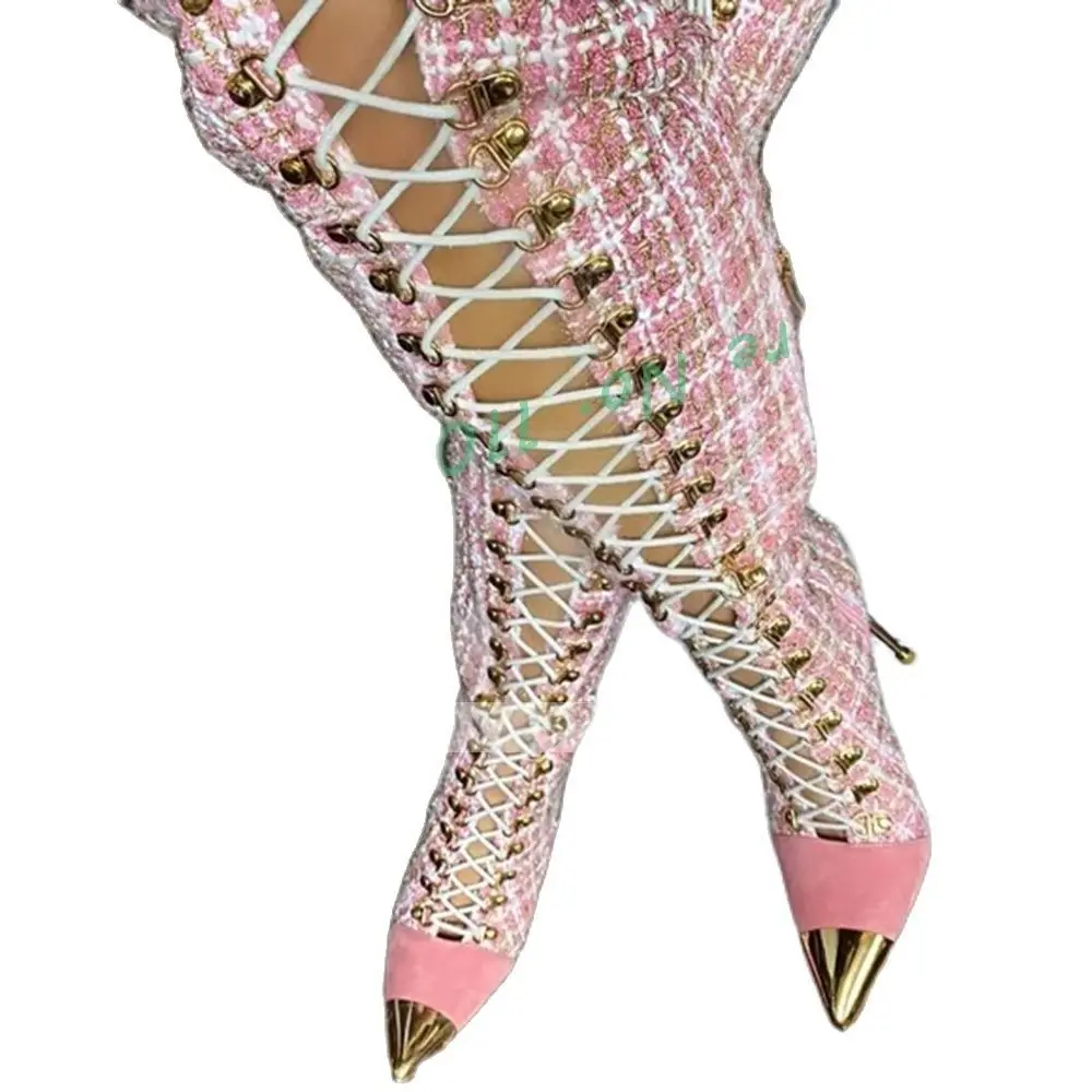 รองเท้าบูททรงสูงกลวงลายสก็อตสี - Sock Boot Women บทวิจารณ์และราคา