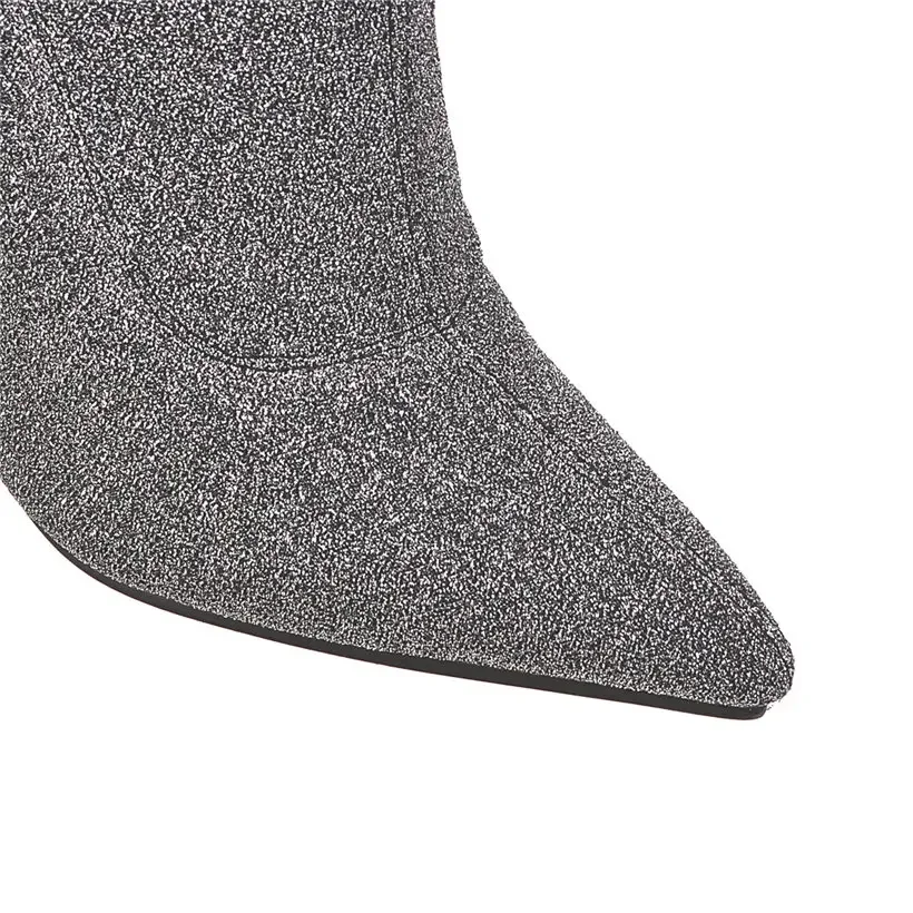 Plus ขนาดยืดเสือดาวกว่าเข่ารอง - Sock Boot Women บทวิจารณ์และราคา
