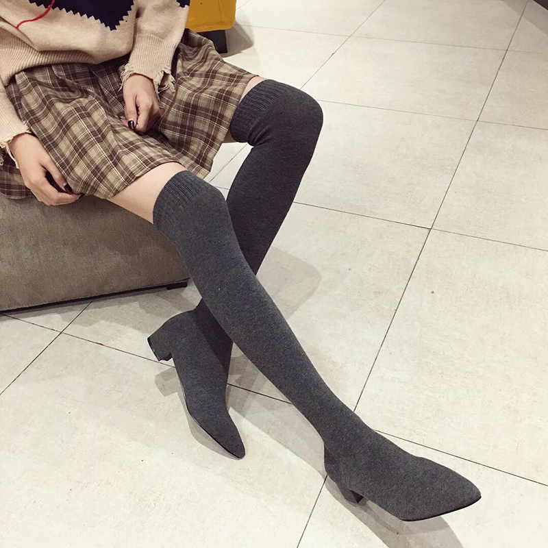 รองเท้าส้นเตี้ยสีดำสำหรับผู้หญ - Sock Boot Women บทวิจารณ์และราคา