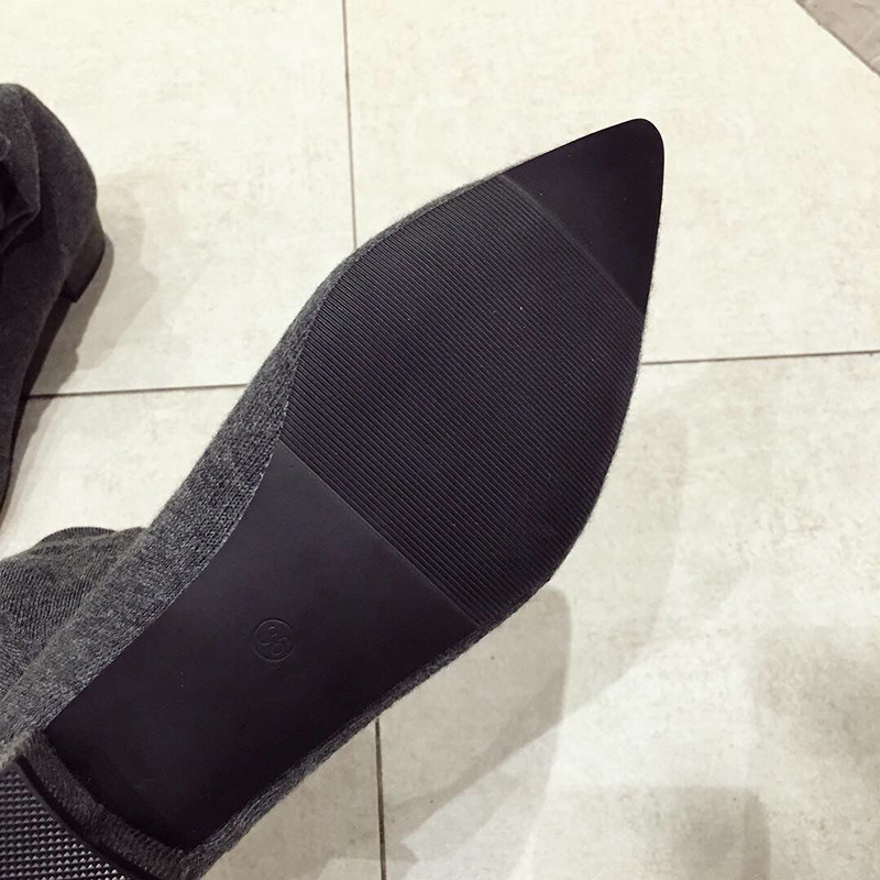รองเท้าส้นเตี้ยสีดำสำหรับผู้หญ - Sock Boot Women บทวิจารณ์และราคา