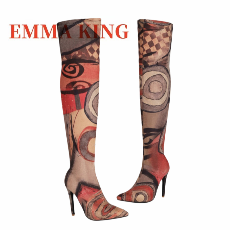 รองเท้าบูทส้นเข็มทรงสูงเหนือเข - Sock Boot Women บทวิจารณ์และราคา