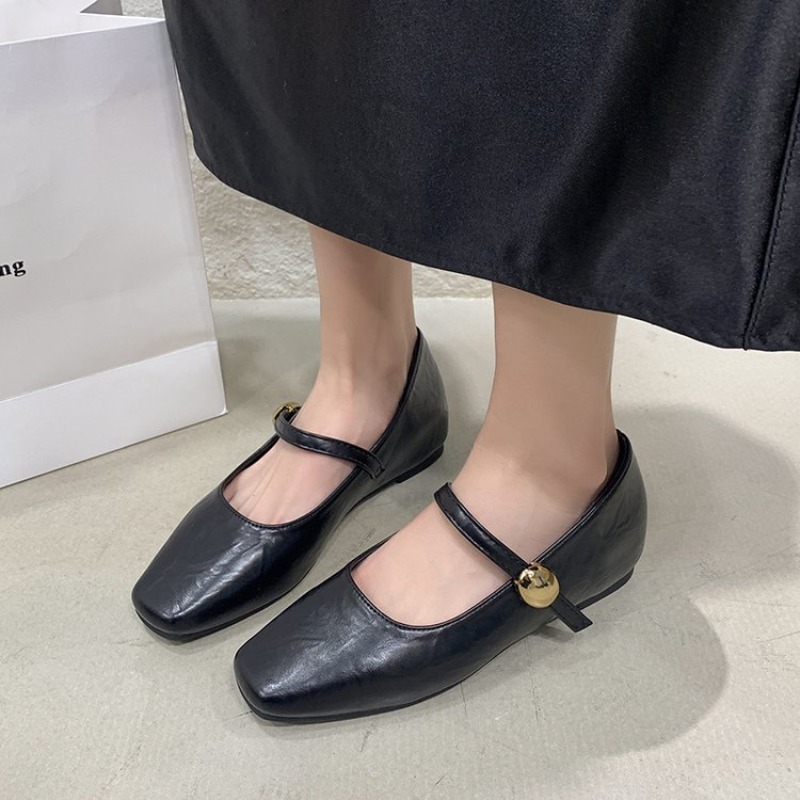 รองเท้าส้นเตี้ยหนังนุ่มพิเศษสี - Women Shoes Black บทวิจารณ์และราคา