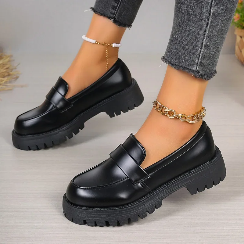 รองเท้าโลฟเฟอร์หนัง PU สีดำ ไซ - Women'S Shoes Loafers Black บทวิจารณ์และราคา