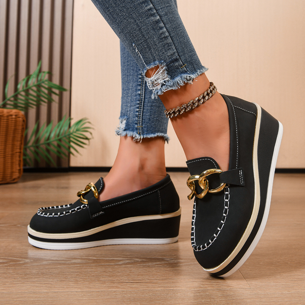 รองเท้าโลฟเฟอร์แบบสวมสำหรับผู้ - Women'S Shoes Loafers Black บทวิจารณ์และราคา