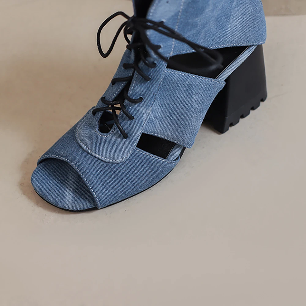 ฤดูร้อนใหม่สบายสีฟ้าสีน้ําตาลผ - Women'S Shoes Big Feet บทวิจารณ์และราคา