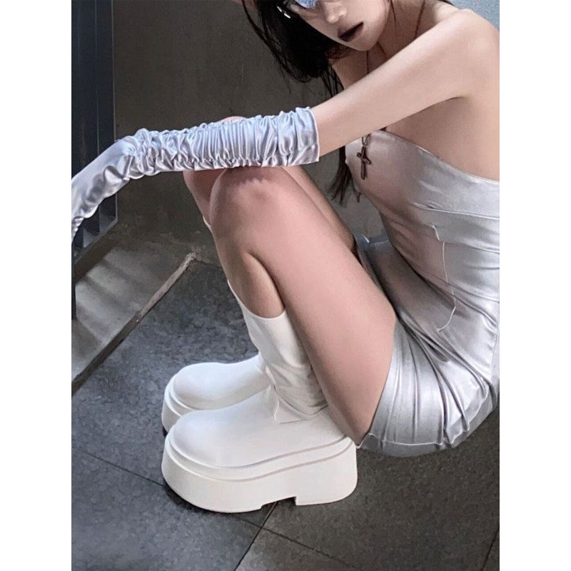 รองเท้าบูททรงสูงพื้นหนาสำหรับผ - Sock Boot Women บทวิจารณ์และราคา