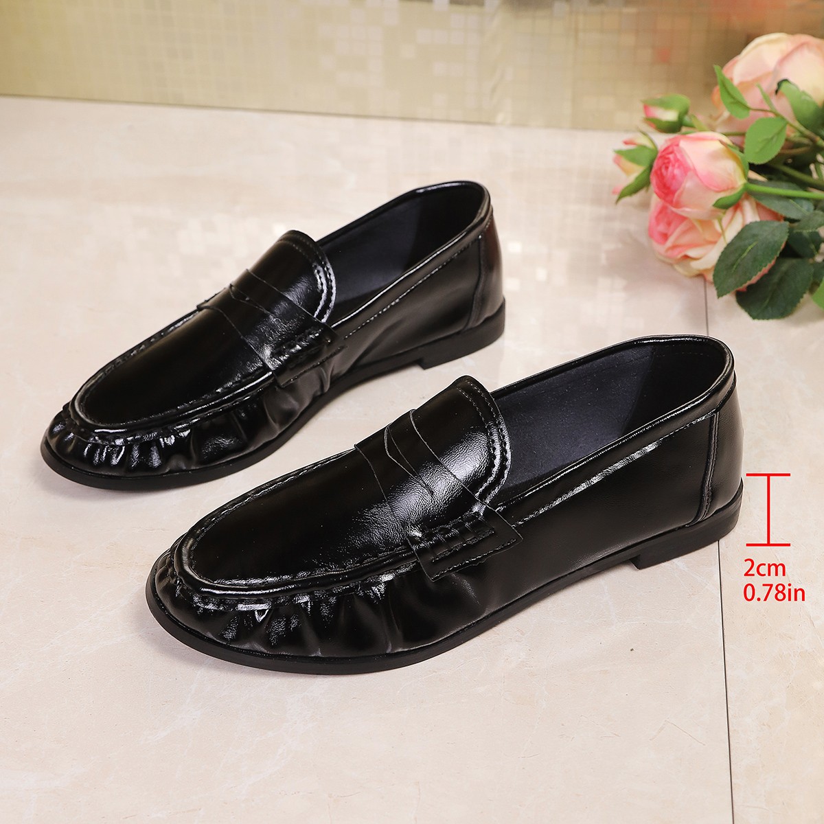 รองเท้าแฟลตสไตล์อังกฤษสีดำสำหร - Women Shoes Black บทวิจารณ์และราคา